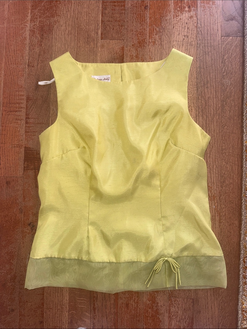Sleeveless Chartreuse Women's Top with Sheer Hem